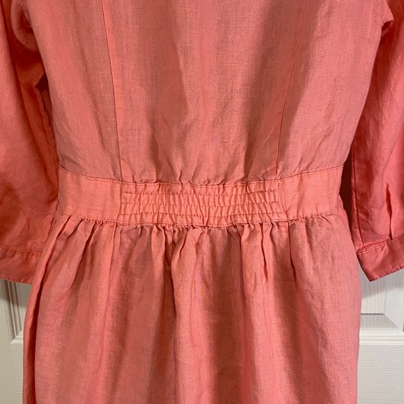 Malvin 100% Linen Coral Button-Down Dress with pockets and shell buttons Small/6 - Picture 10 of 10